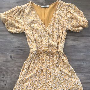 Flowy, yellow, button up dress